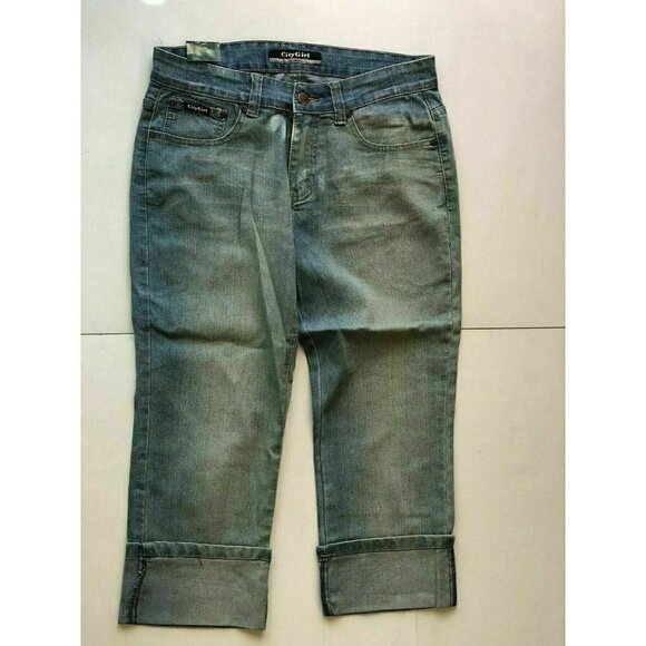 City Girl Denim - City Girl Juniors Light Blue  Denim Crop Jeans 